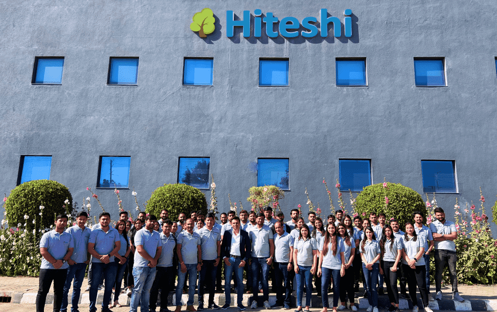 The Hiteshi team gathered outside the company's office building.